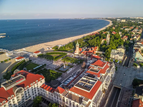 2021年波兰Sopot Jun 19日 波兰索布美丽的海滨度假胜地和建筑的空中景观 — 图库照片