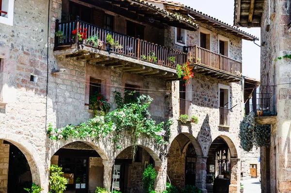 Primer Plano Edificios Antiguos Santa Pau Girona España — Foto de Stock