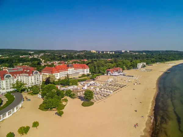 Sopot Poland Jun 2021 Aerial View Beautiful Seaside Resorts Buildings — Stock Photo, Image