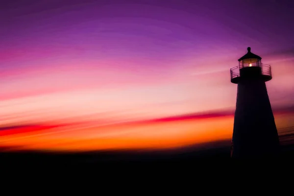 Uma Silhueta Farol Contra Céu Colorido — Fotografia de Stock