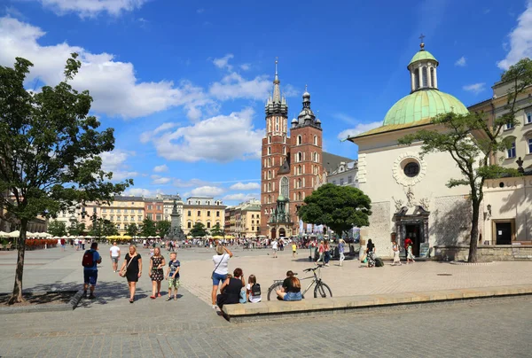 Crac Polska Sierpień 2021 Kraków Małopolska Polska 2021 Rynek Główny — Zdjęcie stockowe