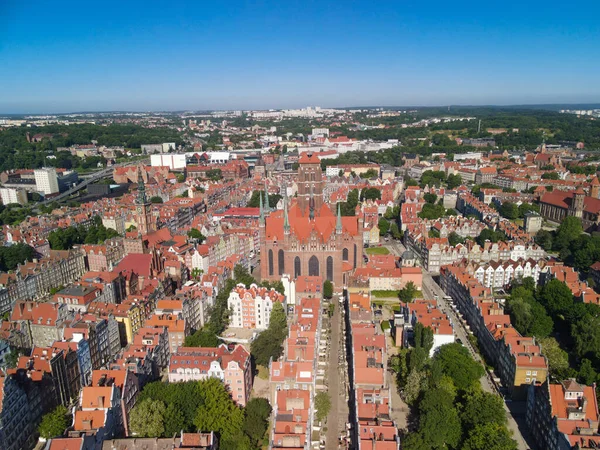 Gdansk Polónia Junho 2021 Uma Vista Aérea Cidade Velha Gdansk — Fotografia de Stock