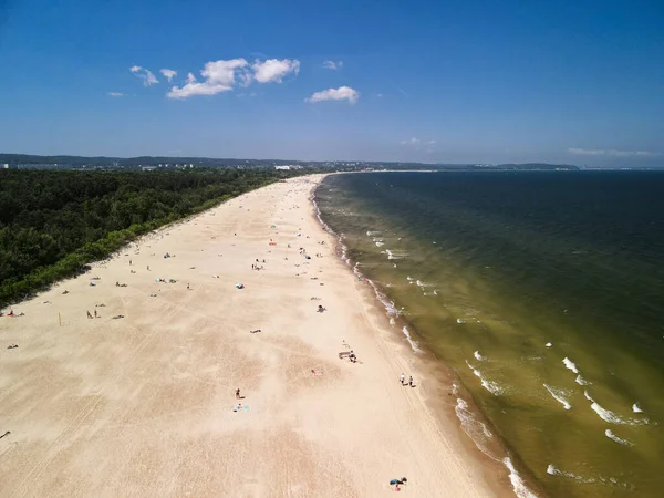 Gdansk Polonia Junio 2021 Una Vista Aérea Una Playa Con — Foto de Stock