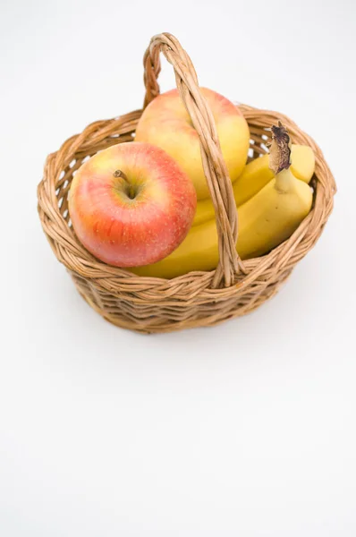 Fruits Frais Sains Sur Une Surface Blanche Pomme Banane — Photo