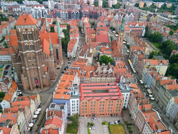 Gdansk Polsko Června 2021 Vzdušný Pohled Staré Město Gdaňsku Krásnou — Stock fotografie