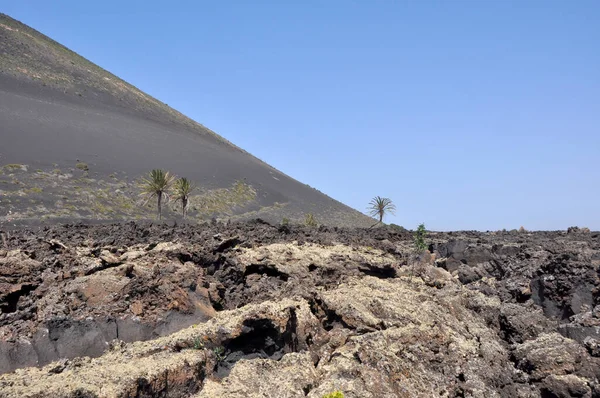 スペインのカナリア島ランサローテの不毛の火山風景 — ストック写真