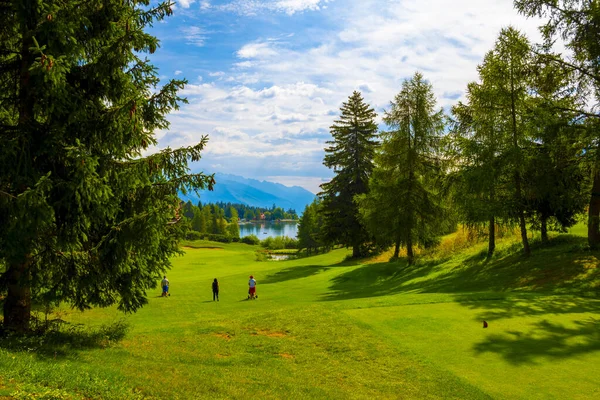 Crans Montana Switzerland Aug 2021 Golf Course Jack Nicklaus Mountain — 스톡 사진