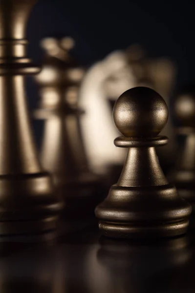 Вертикальний Знімок Шахістів Шаховій Дошці Концепції Стратегії — стокове фото