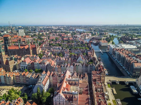 Gdansk Polónia Junho 2021 Uma Vista Aérea Cidade Velha Gdansk — Fotografia de Stock