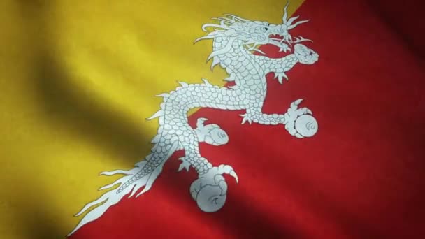 Bhutan Bayrağını Sallayarak Yaklaşın — Stok video