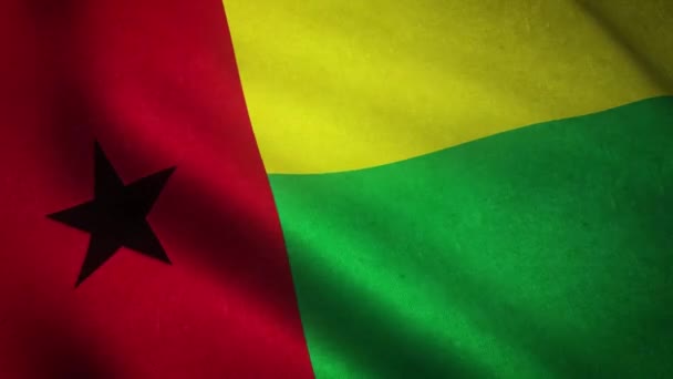 Ondeando Bandera Guinea Bissau Cerca — Vídeo de stock