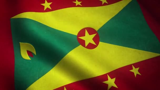 Wapperende Vlag Van Grenada Van Dichtbij — Stockvideo