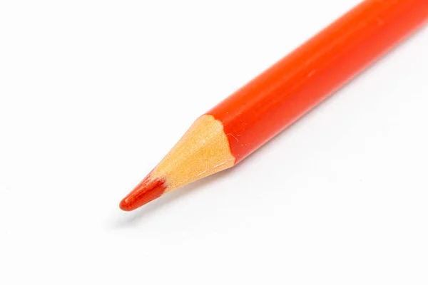 Closeup Red Pencil White Background — Stock Photo, Image