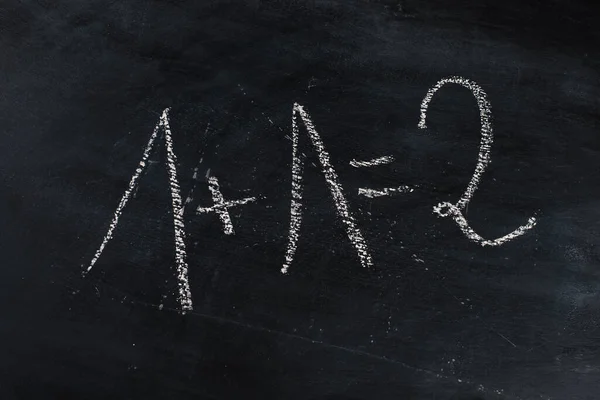 Math Exercise First Grade Standing Blackboard Handwritten White Chalk — Stock Photo, Image