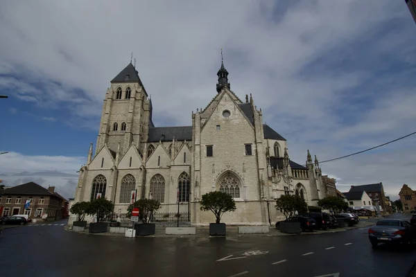 Zoutleeuw Bélgica Agosto 2021 Igreja São Leonardo Gótico Edifício Suas — Fotografia de Stock