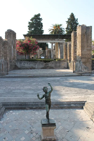 Tiro Uma Estátua Antiga Casa Faun Pompeia Itália — Fotografia de Stock