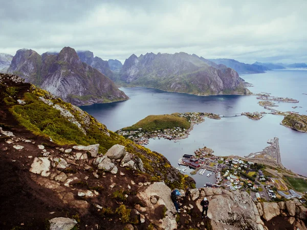 Авіаційний Постріл Прекрасних Гір Островів Лофотен Норвегія — стокове фото