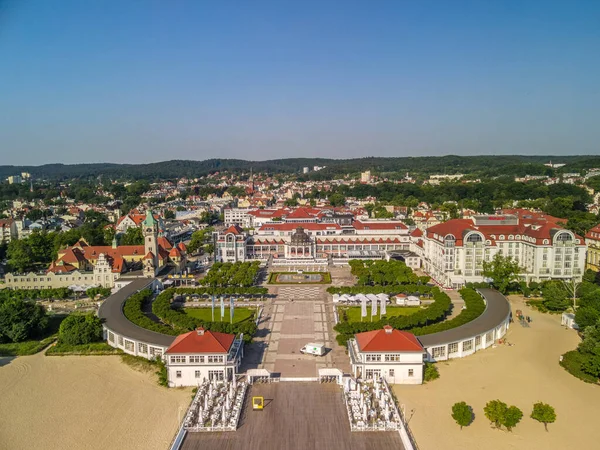 Sopot Poland Jun 2021 Aerial View Beautiful Seaside Resorts Buildings — Stock Photo, Image