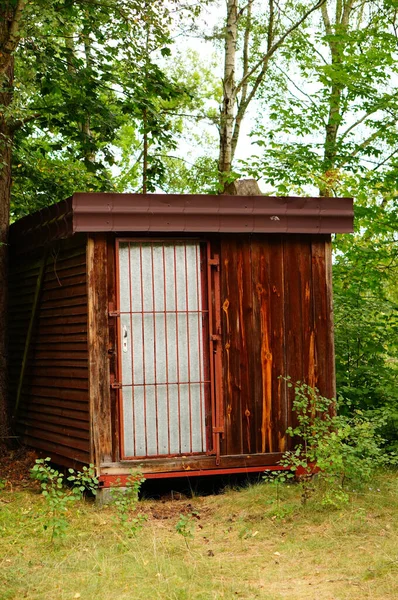 Eine Holzhütte Vor Grünen Bäumen — Stockfoto