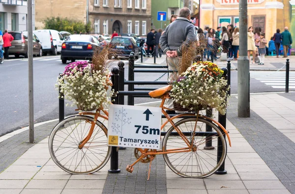 Poznan Polen 2016 Ein Fahrrad Mit Einem Schild Das Den — Stockfoto