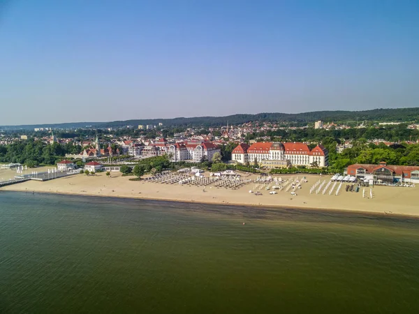 Sopot Polonia Junio 2021 Una Vista Aérea Los Hermosos Balnearios —  Fotos de Stock