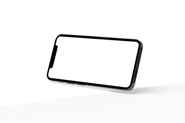 Een Realistische Isometrische Zwarte Smartphone Zonder Frame Geïsoleerd Een Witte — Stockfoto