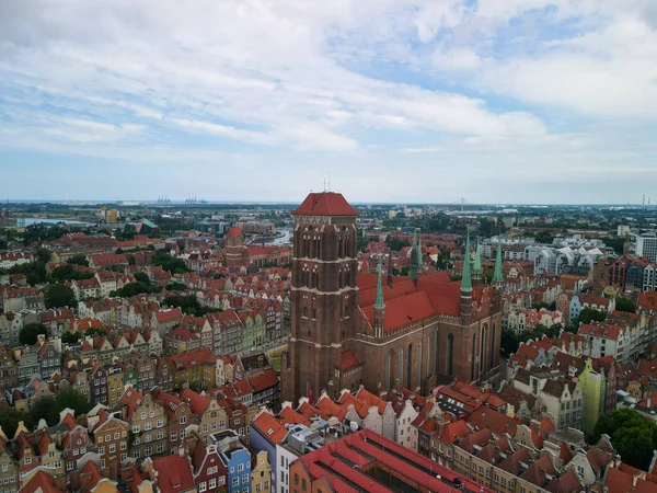 Gdansk Polen Juni 2021 Eine Luftaufnahme Der Danziger Altstadt Mit — Stockfoto