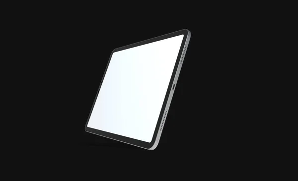 Egy Tabletta Fehér Képernyőn Fekete Alapon Izolált Másoló Felülettel — Stock Fotó