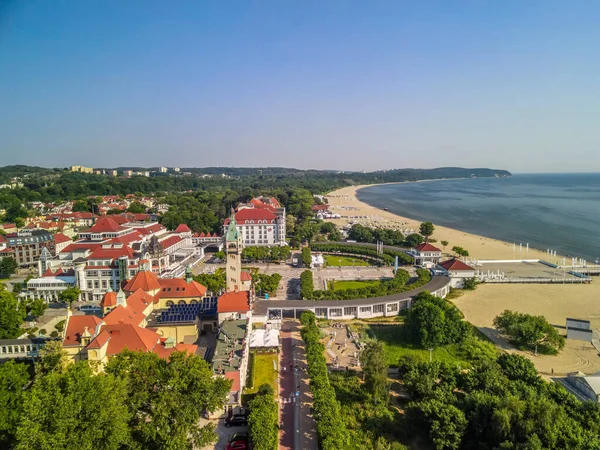 Sopot Poland Jun 2021 Aerial View Beautiful Seaside Resorts Buildings — Stock Photo, Image