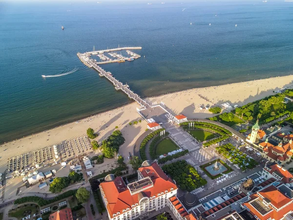 Sopot Poland Jun 2021 Aerial View Beautiful Seaside Resorts Buildings — Stock Photo, Image