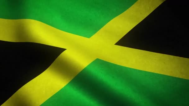 Viftande Flagga Jamaica Närbild — Stockvideo