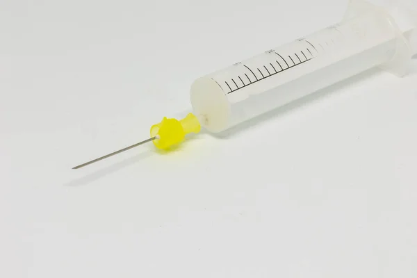 Closeup Syringe White Table — Stock Photo, Image