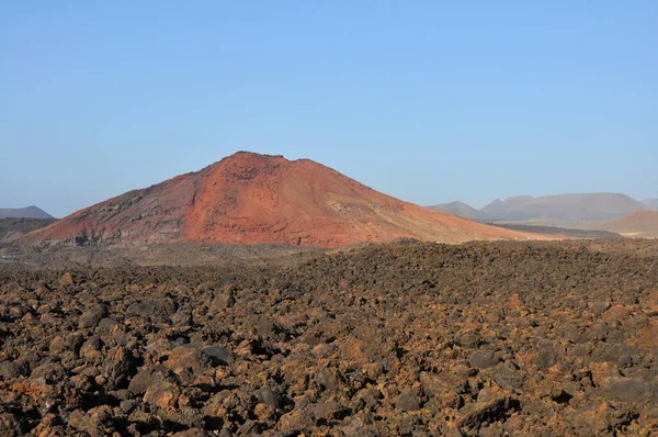 Neúrodná Sopečná Krajina Španělského Kanárského Ostrova Lanzarote — Stock fotografie