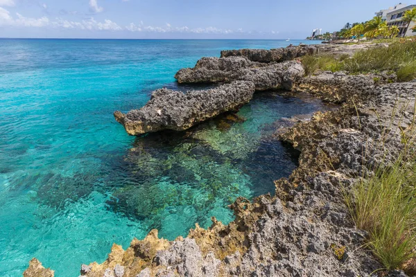 Den Vackra Havsbilden Från Den Klippiga Stranden Cozumel Quintana Roo — Stockfoto