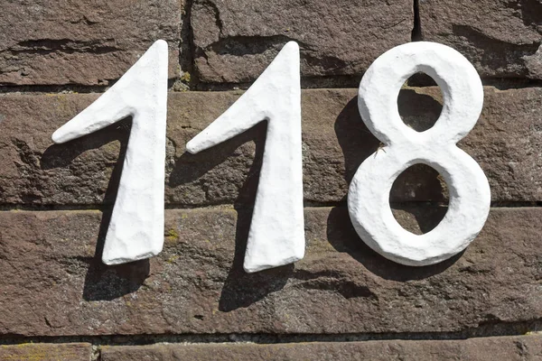 Primo Piano Numero Casa Muro Una Casa Germania — Foto Stock