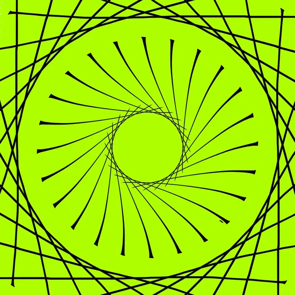 Illustration Lime Grøn Spiral Abstrakt Baggrund Med Sorte Linjer - Stock-foto