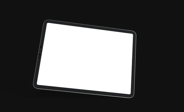 Close Tablet Renderizado Isolado Fundo Preto — Fotografia de Stock