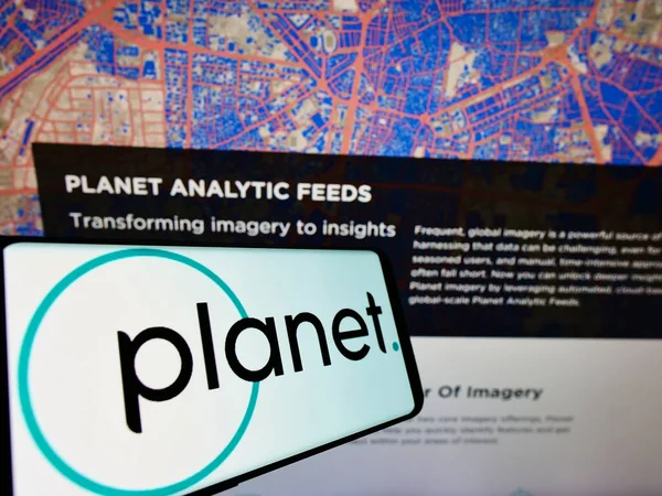 Stuttgart Deutschland Juli 2021 Handy Mit Logo Des Bildgebungsunternehmens Planet — Stockfoto