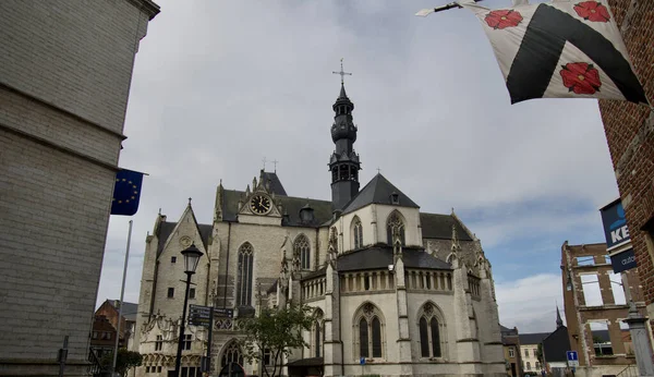 Zoutleeuw Belgium Aug 2021 Gothic Saint Leonard Church Будівля Його — стокове фото