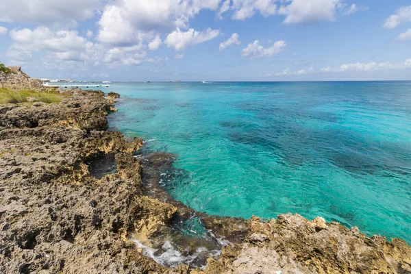 Utsikten Över Havet Från Den Klippiga Stranden Cozumel Quintana Roo — Stockfoto