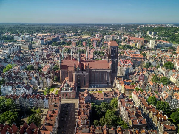 Gdansk Polonia Junio 2021 Una Vista Aérea Del Casco Antiguo —  Fotos de Stock