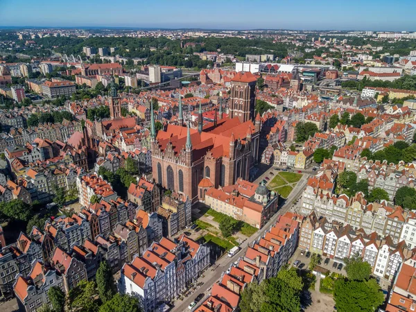 Gdansk Polonia Junio 2021 Una Vista Aérea Del Casco Antiguo —  Fotos de Stock