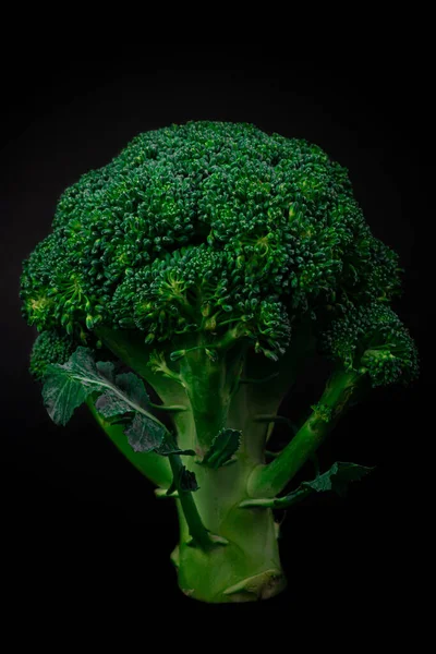 Vertical Shot Broccoli Black Background — Stock Photo, Image