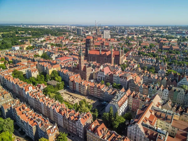 Gdansk Polónia Junho 2021 Uma Vista Aérea Cidade Velha Gdansk — Fotografia de Stock