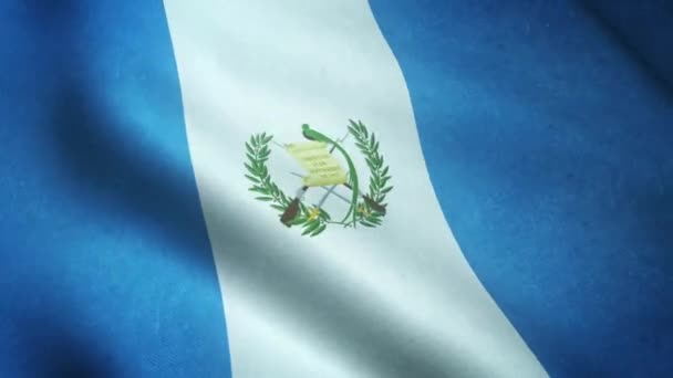 Ondeando Bandera Guatemala Cerca — Vídeos de Stock