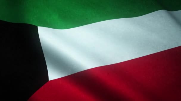 Viftande Flagga Kuwait Närbild — Stockvideo