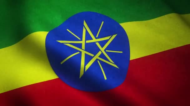 Κυματίζει Σημαία Της Αιθιοπίας Κοντά — Αρχείο Βίντεο