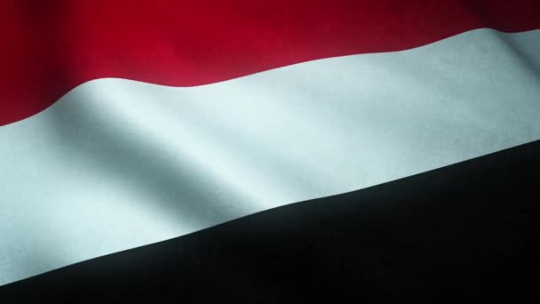 Mávající Vlajkou Jemenu Zblízka — Stock video