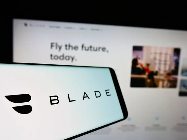 Stuttgart Alemania 2021 Smartphone Con Logotipo Compañía Transporte Estadounidense Blade —  Fotos de Stock