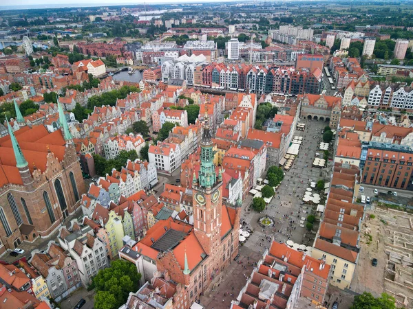 Gdansk Polónia Junho 2021 Uma Vista Aérea Cidade Velha Gdansk — Fotografia de Stock